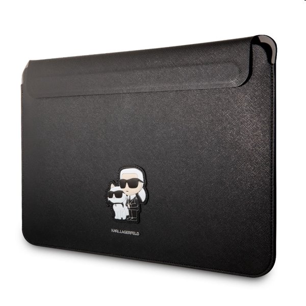 Karl Lagerfeld Saffiano Karl and Choupette NFT Computer Sleeve 13/14" tok, fekete