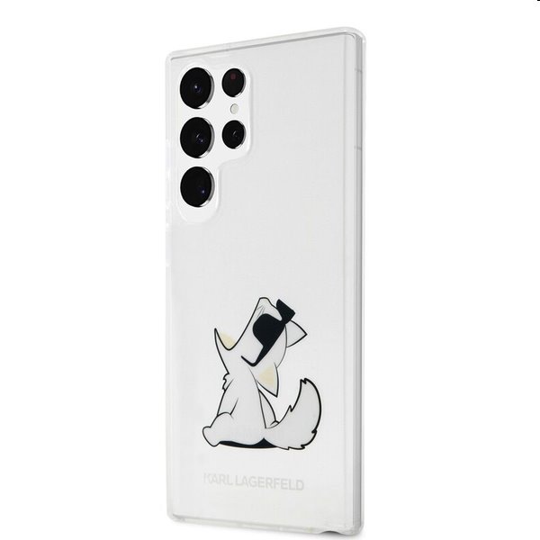 Karl Lagerfeld PC/TPU Choupette Eat tok Samsung Galaxy S23 Ultra számára, átlátszó