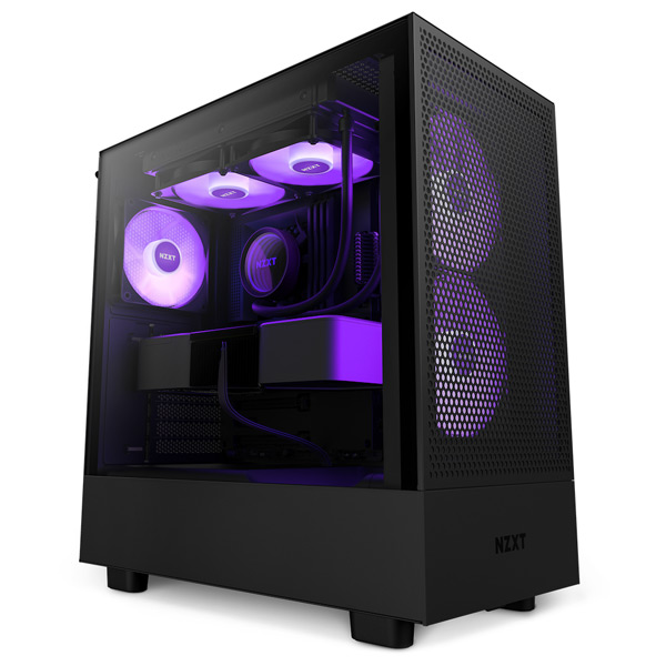 NZXT case H5 Flow RGB Kiadás / 2x120 mm fan / USB 3.0 / USB-C 3.1 / RGB / tempered glass / mesh panel / fekete