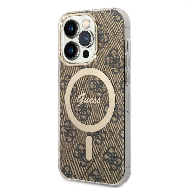 Guess 4G IML MagSafe tok Apple iPhone 14 Pro Max számára, barna