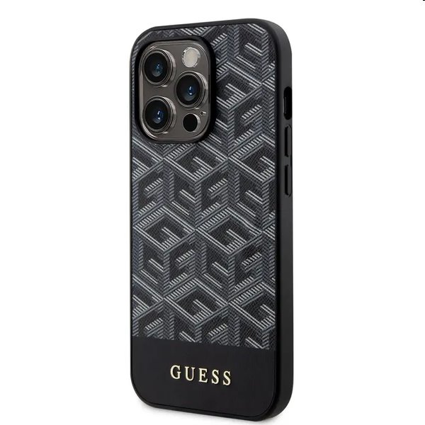 Guess PU G Cube MagSafe tok Apple iPhone 13 Pro Max számára, fekete