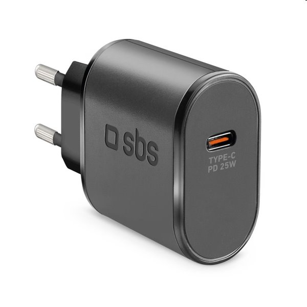 SBS Utazó adapter USB-C, 25 W, PD, fekete