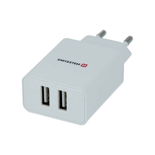 Hálózati Adapter Swissten Smart IC 2x USB 2,1A + Adatkábel USB / Lightning MFi 1,2 m, fehér Hálózati Adapter Swissten Smart IC 2x USB 2,1A + Adatkábel USB / Lightning MFi 1,2 m, fehér