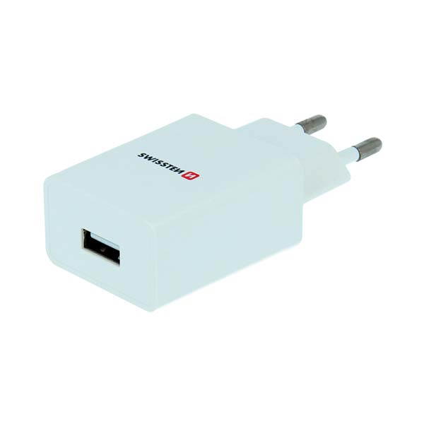 Hálózati adapter Swissten Smart IC 1x USB 1A + Adatkábel USB / Lightning 1,2 m, fehér