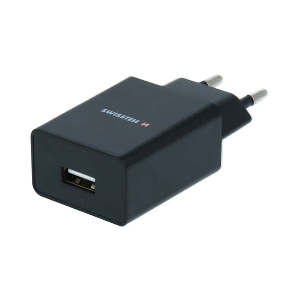 Hálózati adapter Swissten Smart IC 1x USB 1A + Adatkábel USB / Lightning 1,2 m, fekete