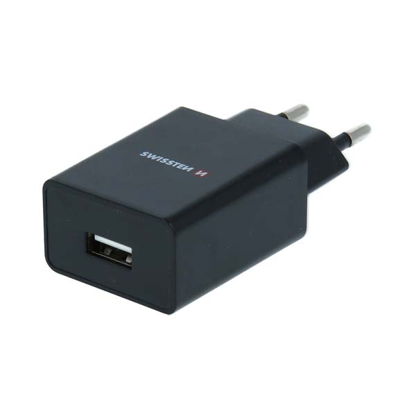 Hálózati adapter Swissten Smart IC 1x USB 1A + Adatkábel USB / Type C 1,2 m, fekete