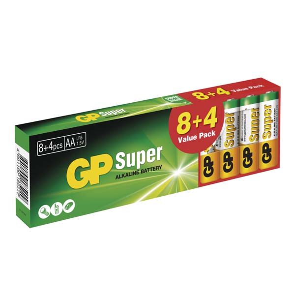 GP alkáli elem SUPER AA (LR6) 8+4DB