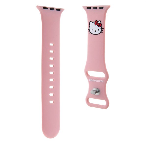 Hello Kitty Liquid Silicone Kitty Head Logo szíj Apple Watch 38/40mm számára, rózsaszín