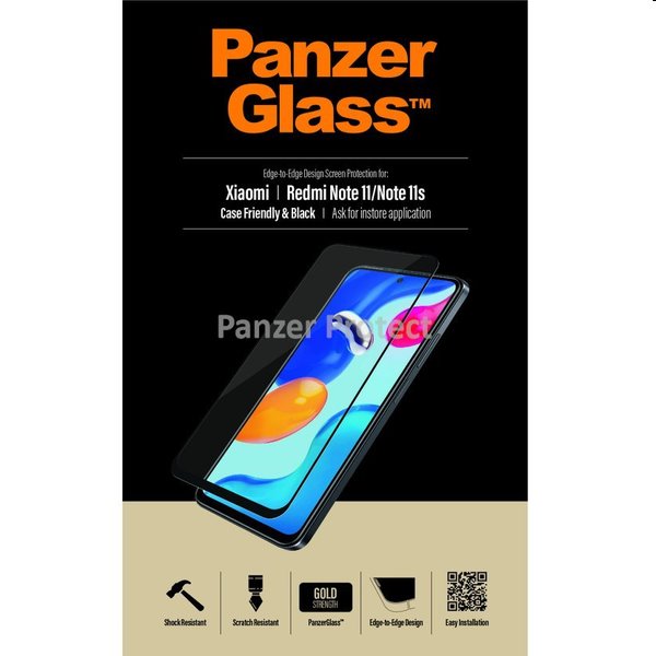 PanzerGlass Case Friendly temperált védőüveg Xiaomi Redmi Note 12S/11S/11 számára, fekete