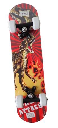 Skateboard gyerek - piros - dinosaurus