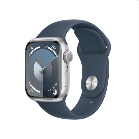 Apple Watch Series 9 GPS 41mm ezüst Aluminium Case Storm Kék Sport szíjjal - M/L