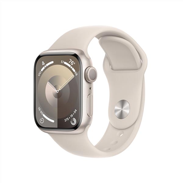 Apple Watch Series 9 GPS 41mm Starlight Aluminium Case Starlight Sport szíjjal - M/L