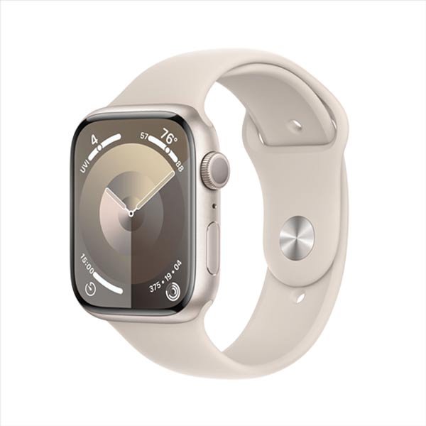 Apple Watch Series 9 GPS 45mm Starlight Aluminium Case Starlight Sport szíjjal - M/L