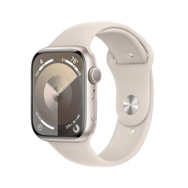 Apple Watch Series 9 GPS 45mm Starlight Aluminium Case Starlight Sport szíjjal - S/M