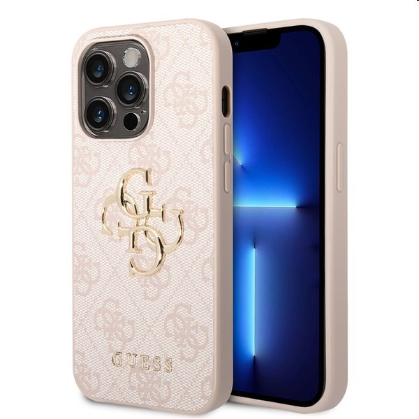 Guess PU 4G Metal Logo tok iPhone 15 Pro. számára rózsaszín