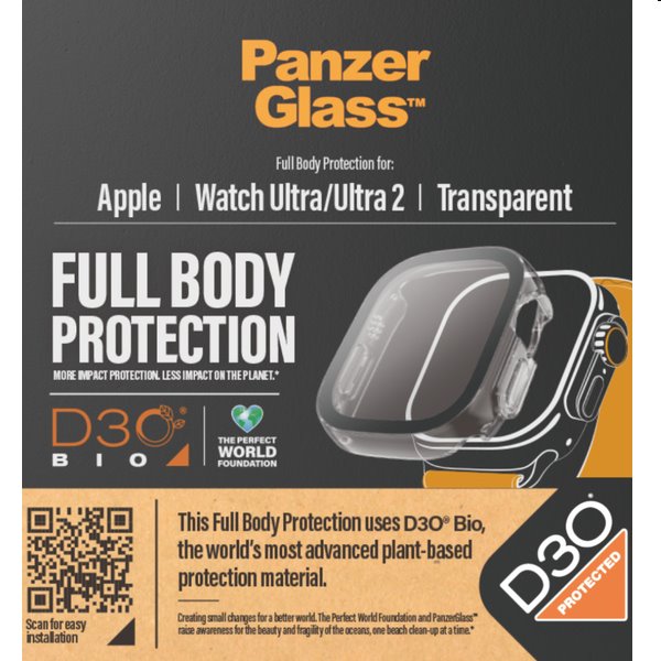 Full Body D3O PanzerGlass edzett üveg Apple Watch Ultra/Ultra 2 számára, clear