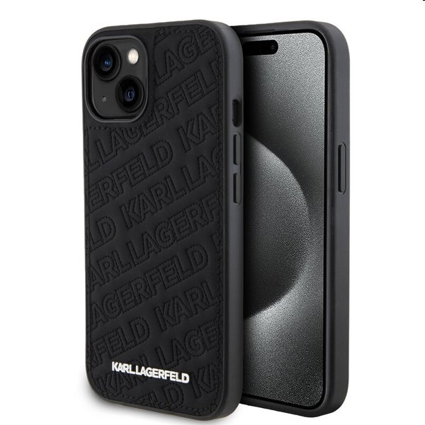 Karl Lagerfeld PU Quilted Pattern tok Apple iPhone 15 számára, fekete