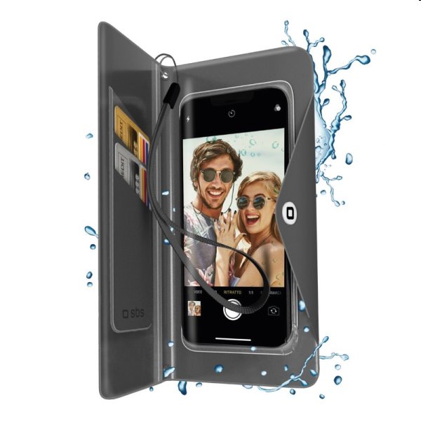 SBS Splash-resistant transparent universal case 6,8'' tok, fekete - OPENBOX (Bontott csomagolás, teljes garancia)