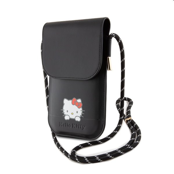 Hello Kitty PU Daydreaming Logo Leather Wallet Phone Bag, fekete