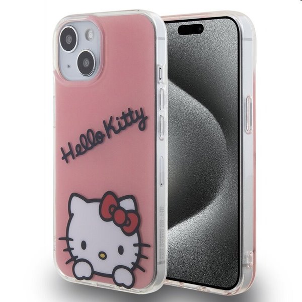 Hello Kitty IML Daydreaming Logo hátlapi tok Apple iPhone 15 számára, rózsaszín