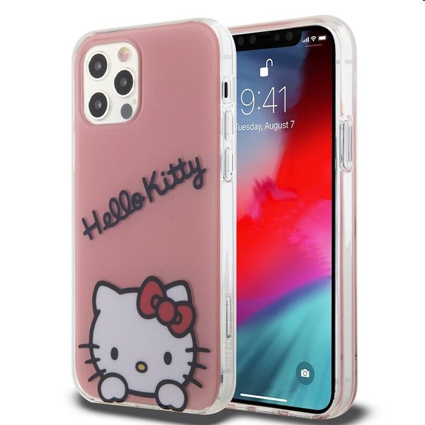 Hello Kitty IML Daydreaming Logo hátlapi tok Apple iPhone 12/12 Pro számára, rózsaszín