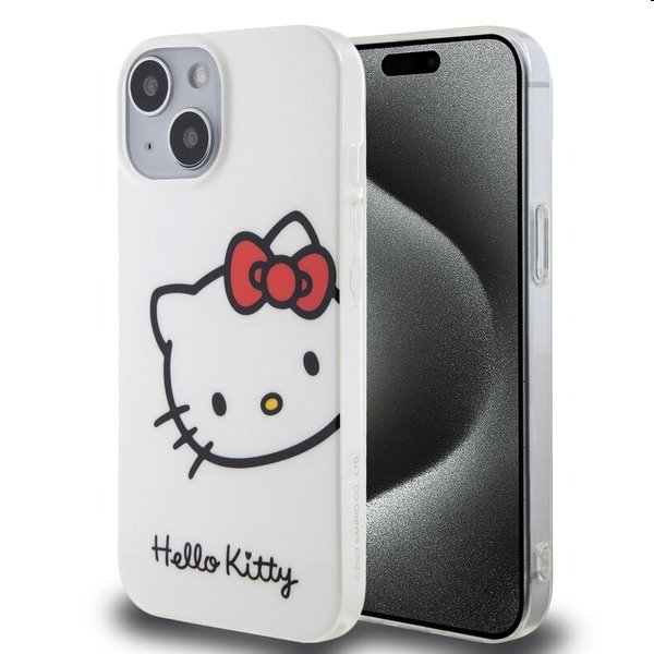 Hello Kitty IML Head Logo hátlapi tok Apple iPhone 15 számára, fehér