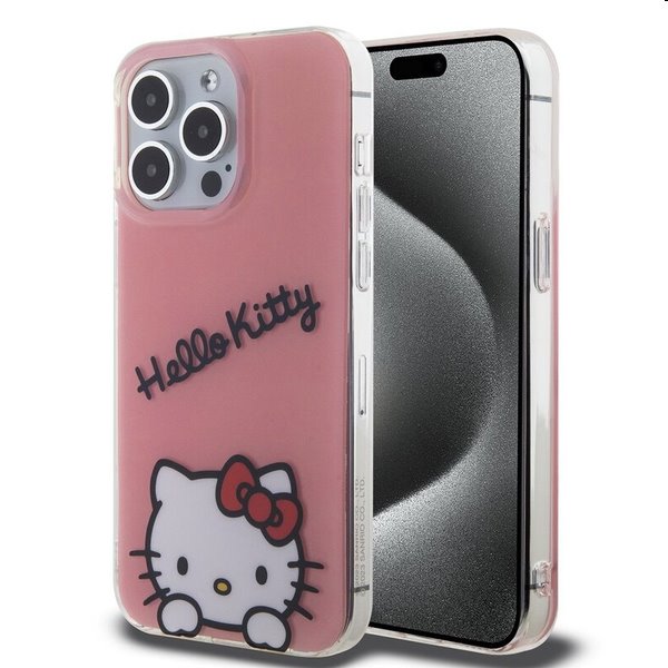 Hello Kitty IML Daydreaming Logo hátlapi tok Apple iPhone 15 Pro Max számára, rózsaszín