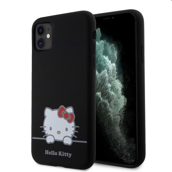 Hello Kitty Liquid Silicone Daydreaming Logo hátlapi tok pre Apple iPhone 11, fekete