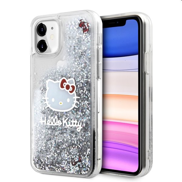 Hello Kitty Liquid Glitter Electroplating Head Logo hátlapi tok Apple iPhone 11 számára, átlátszó