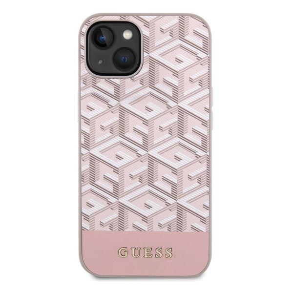 Guess PU G Cube MagSafe Hátlapi tok iPhone 15 számára, rózsaszín