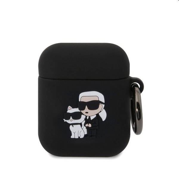 Karl Lagerfeld 3D Logo NFT Karl and Choupette szilikontok Apple AirPods 1/2 számára, fekete