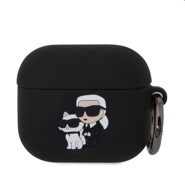 Karl Lagerfeld 3D Logo NFT Karl and Choupette szilikontok Apple AirPods 3 számára, fekete