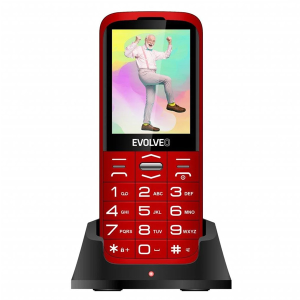 Evolveo EasyPhone XO, mobiltelefon időseknek töltőállvánnyal, piros