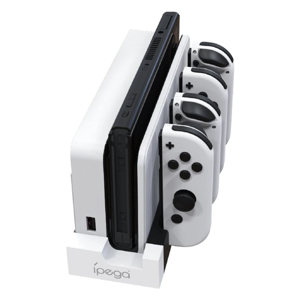 iPega 9186 töltőállomás Nintendo Switch Joy-con számára, fehér/fekete