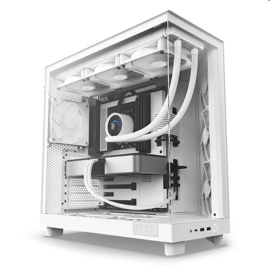 NZXT case H6 Flow / 3x120 mm fan / glass / mesh panel / white akciós termékkép 1