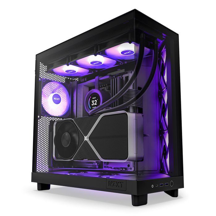 NZXT case H6 Flow RGB / 3x120 mm fan / tempered glass / mesh panel / black akciós termékkép 1