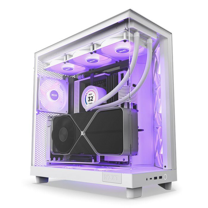 NZXT case H6 Flow RGB / 3x120 mm fan / glass / mesh panel / white akciós termékkép 1