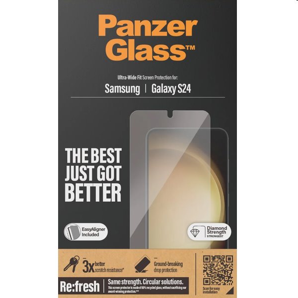 PanzerGlass Re:fresh UWF védőüveg applikátorral Samsung Galaxy S24 számára, fekete