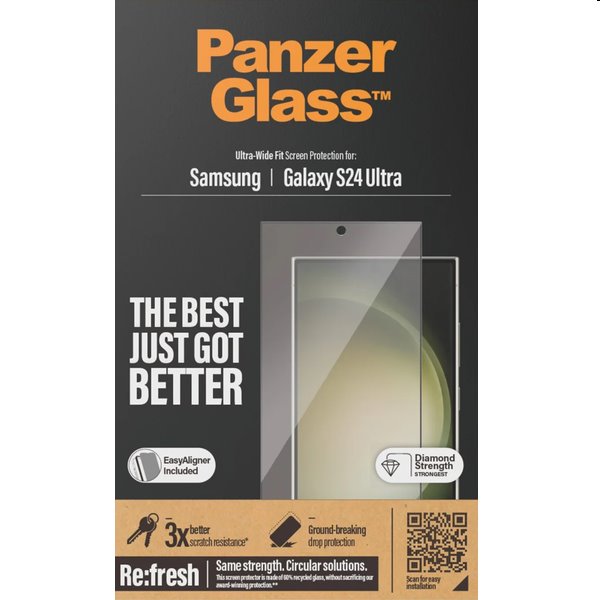 PanzerGlass Re:fresh UWF védőüveg applikátorral Samsung Galaxy S24 Ultra számára, fekete
