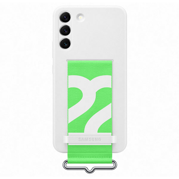 Samsung Silicone Cover w/ Strap S22 Plus, fehér - OPENBOX (Bontott csomagolás, teljes garancia)