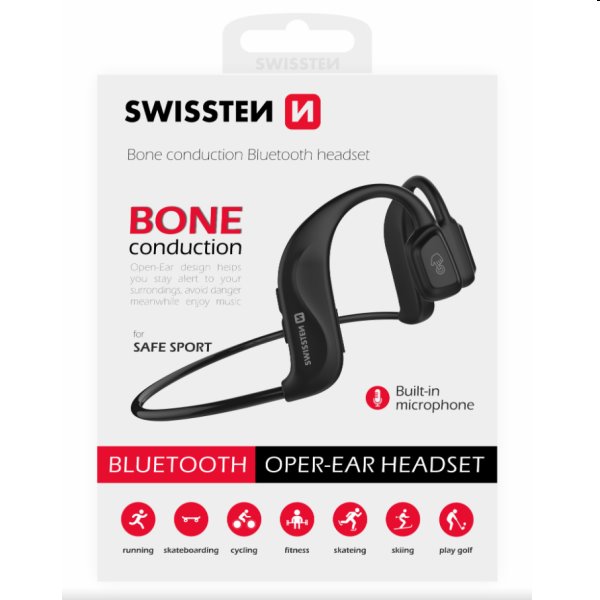 Swissten Bluetooth Earbuds bone conduction, fekete - OPENBOX (Bontott csomagolás, teljes garancia)