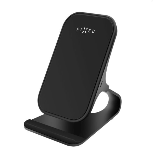 FIXED Stand with fast wireless charging Frame Wireless, 15W, black - OPENBOX (Bontott csomagolás, teljes garancia)