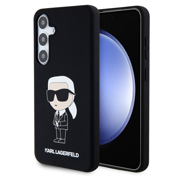 Karl Lagerfeld Liquid Silicone Ikonik NFT hátlapi tok Samsung Galaxy S24 Plus számára, fekete