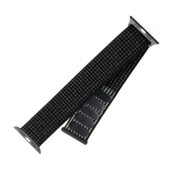 FIXED Nylon Strap Apple Watch 42/44/45 mm számára, reflex fekete, kiállított darab, 21 hónap garancia