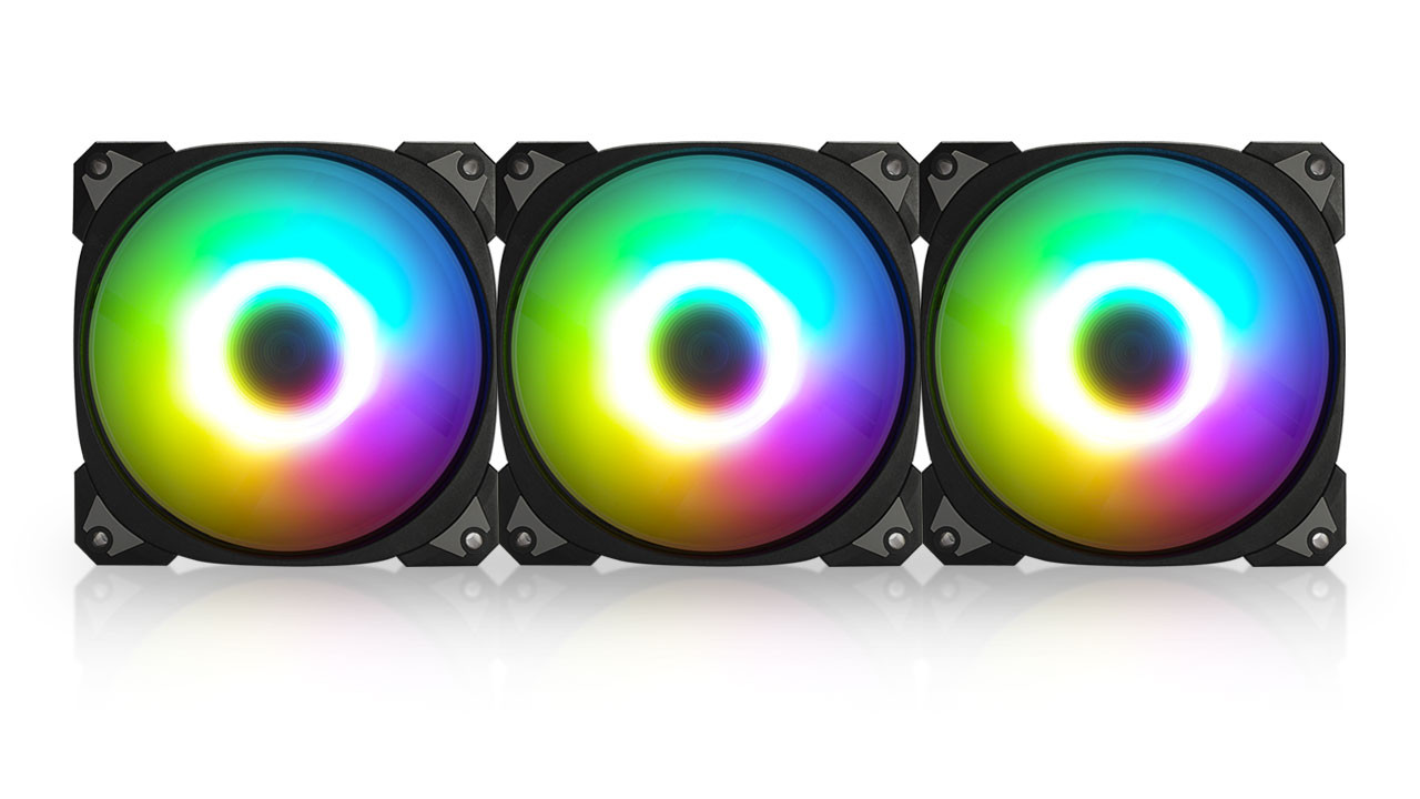 InWin Case fan Neptune AN120, 120mm, ARGB, Black (Triple pack+ Extension cables) akciós termékkép 1
