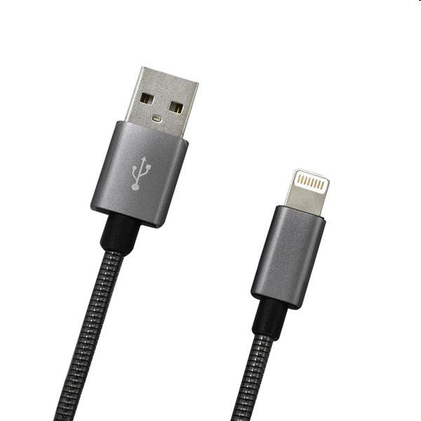 MobilNET Adat- és töltőkábel USB/Lightning, 2A, 1m, szürke