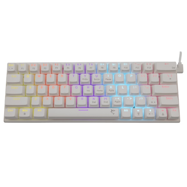 White Shark mechanikus játékos billentyűzet WAKIZASHI, kék switch, US kiosztás, fehér White Shark mechanikus játékos billentyűzet WAKIZASHI, kék switch, US kiosztás, fehér