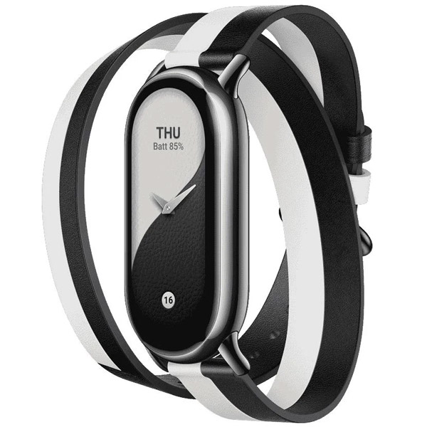 Xiaomi Smart Band 8 Double Wrap Strap tartalék szíj, fekete-fehér Xiaomi Smart Band 8 Double Wrap Strap tartalék szíj, fekete-fehér