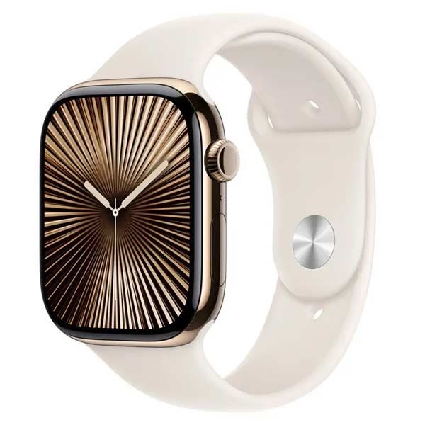 Apple Watch Series 10 GPS + Cellular 46mm Arany titán csillagos fehér sportszíj - S/M
