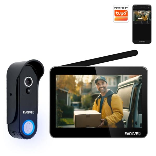 EVOLVEO DoorPhone W7, WiFi -s vezetékes otthoni videótelefon szett monitorral fekete